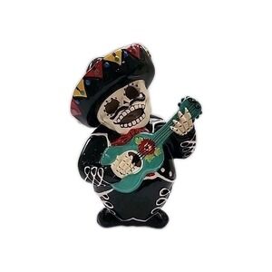 Brand New BLUE SKY CLAYWORKS HALLOWEEN DAY OF THE DEAD MARIACHI GUITAR PLAYER